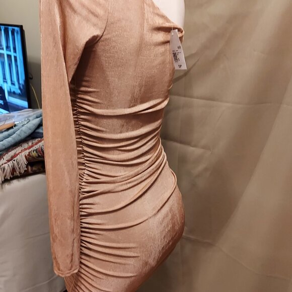Forever 21 Camel Knit Dress One Shoulder Women's S NWT - Picture 6 of 14